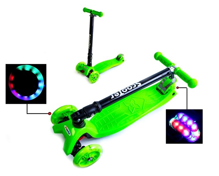 

Детский самокат Scale Sports MAXI. Green. Складная ручка.