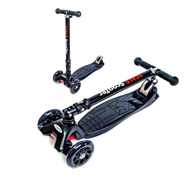 

Детский самокат Scale Sports MAXI. Black ABEC-7. Складная ручка.