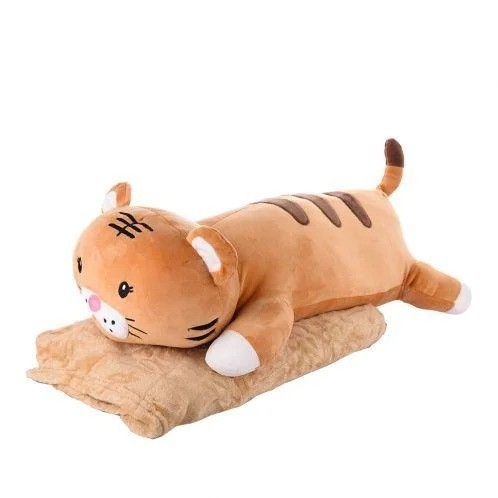 

Кот -тигр Плед Игрушка, подушка, 3 в 1 Котик коричневый LM , мягкая игрушка с детским пледом-покрывало внутри ,тигренок символ 2022 года