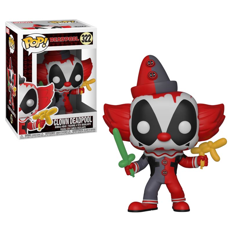 

Игровая башкотряс фигурка Funko POP! Серии Marvel - Дэдпул Клоун, 9,6 см