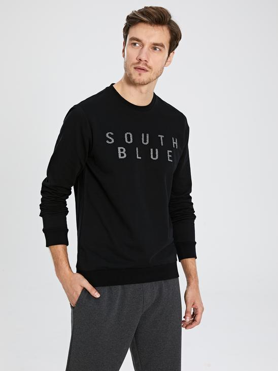

Мужской свитшот LC Waikiki с надписью South Blue 3XL Черный (LCWKnitwear-1295)