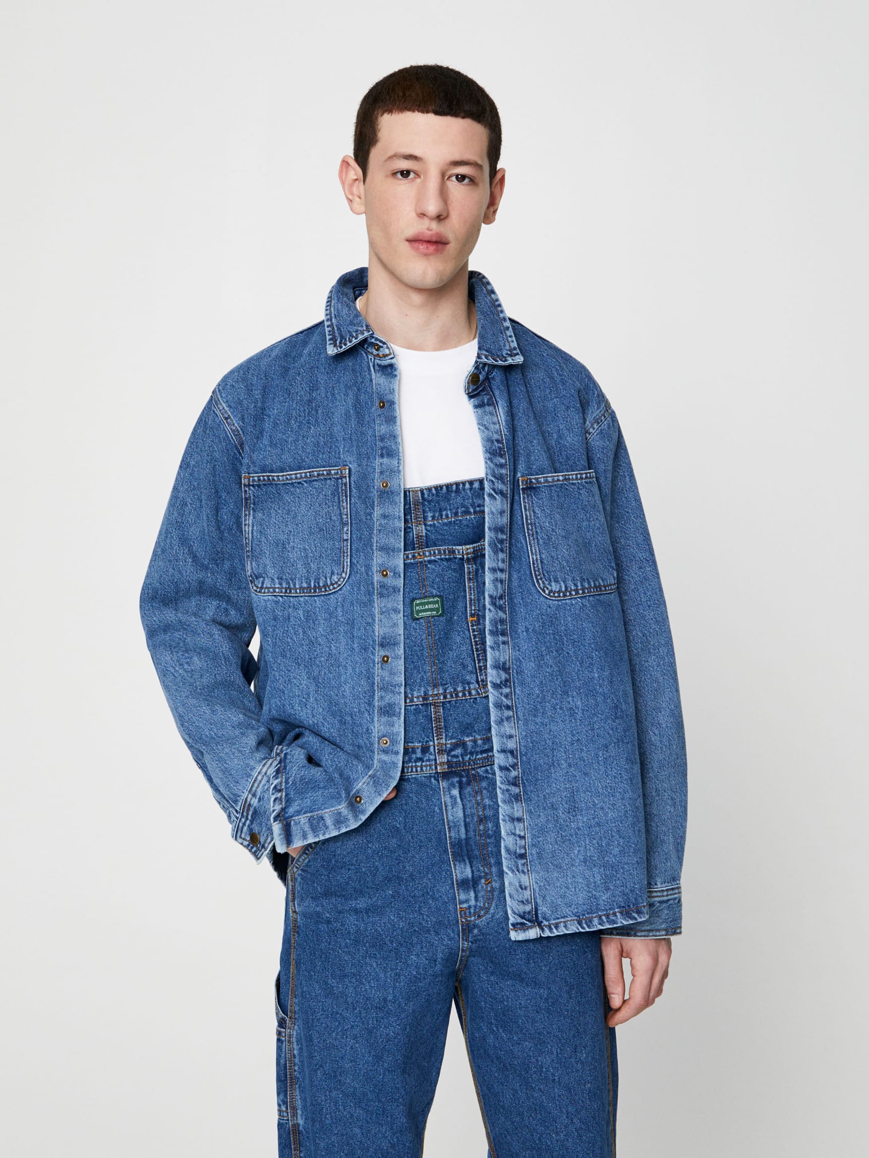 

Рубашка джинсовая Pull & Bear 5714/503/427 XL Голубая джинс
