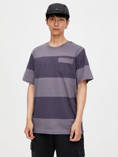 

Футболка Pull & Bear 9230/509/800  Серая в полоску, Футболка Pull & Bear 9230/509/800 M Серая в полоску