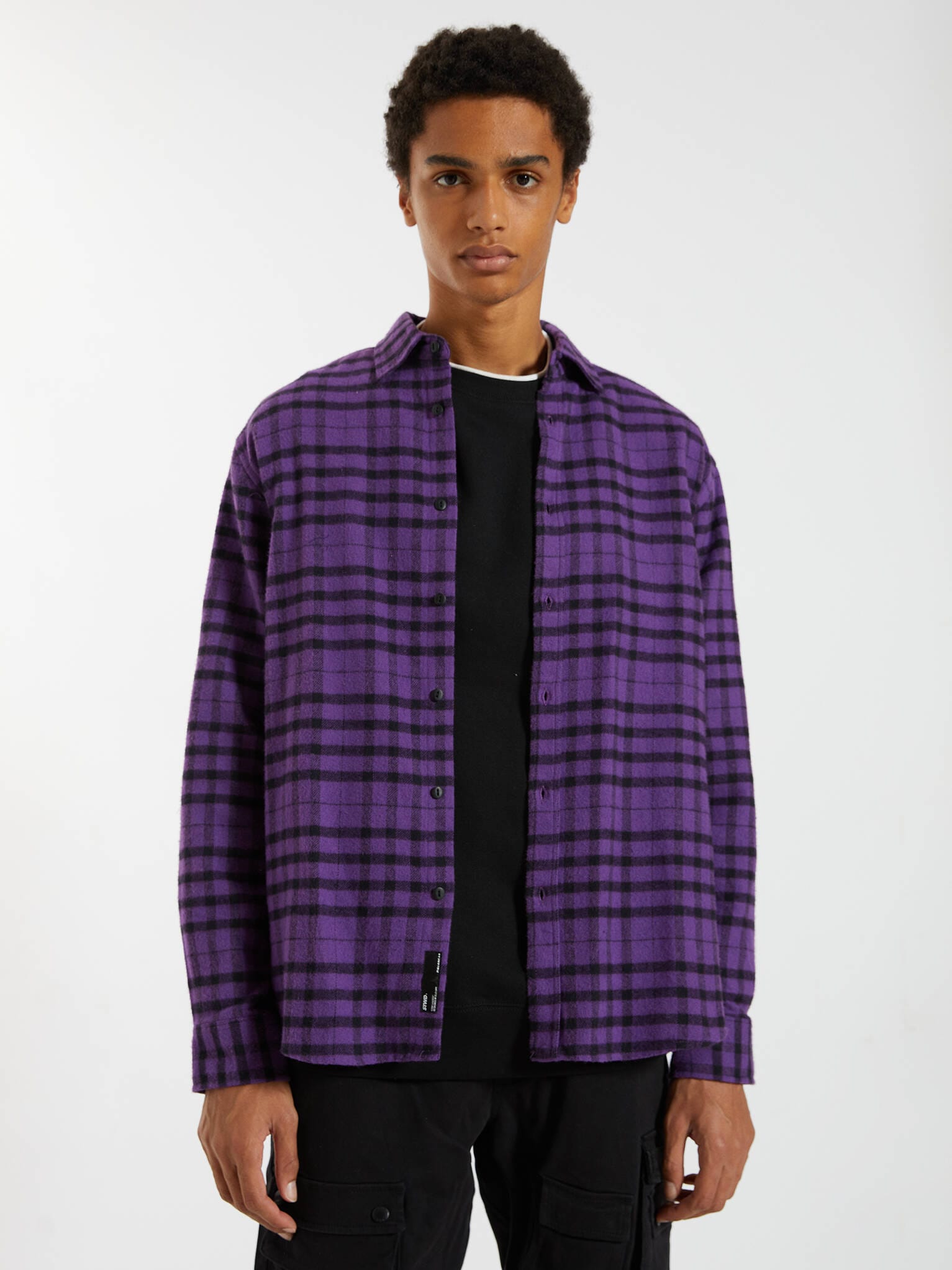 

Рубашка Pull & Bear 9470/520/611  Фиолетовая в клетку, Рубашка Pull & Bear 9470/520/611 L Фиолетовая в клетку