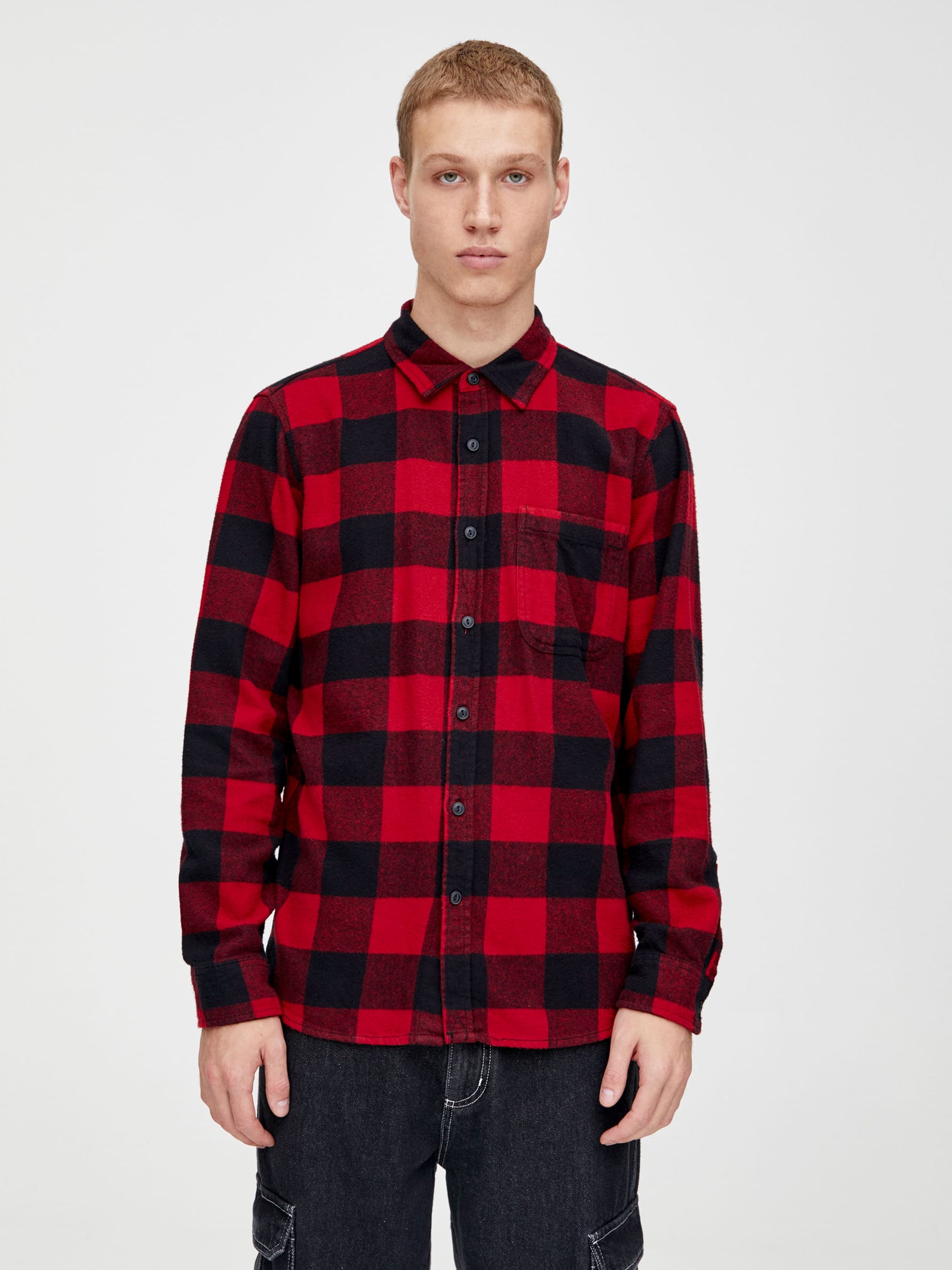 

Рубашка Pull & Bear 9471/550/600 L Красная в клетку