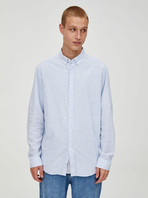 

Рубашка Pull & Bear 9474/548/403  Голубая в белую полоску, Рубашка Pull & Bear 9474/548/403 L Голубая в белую полоску