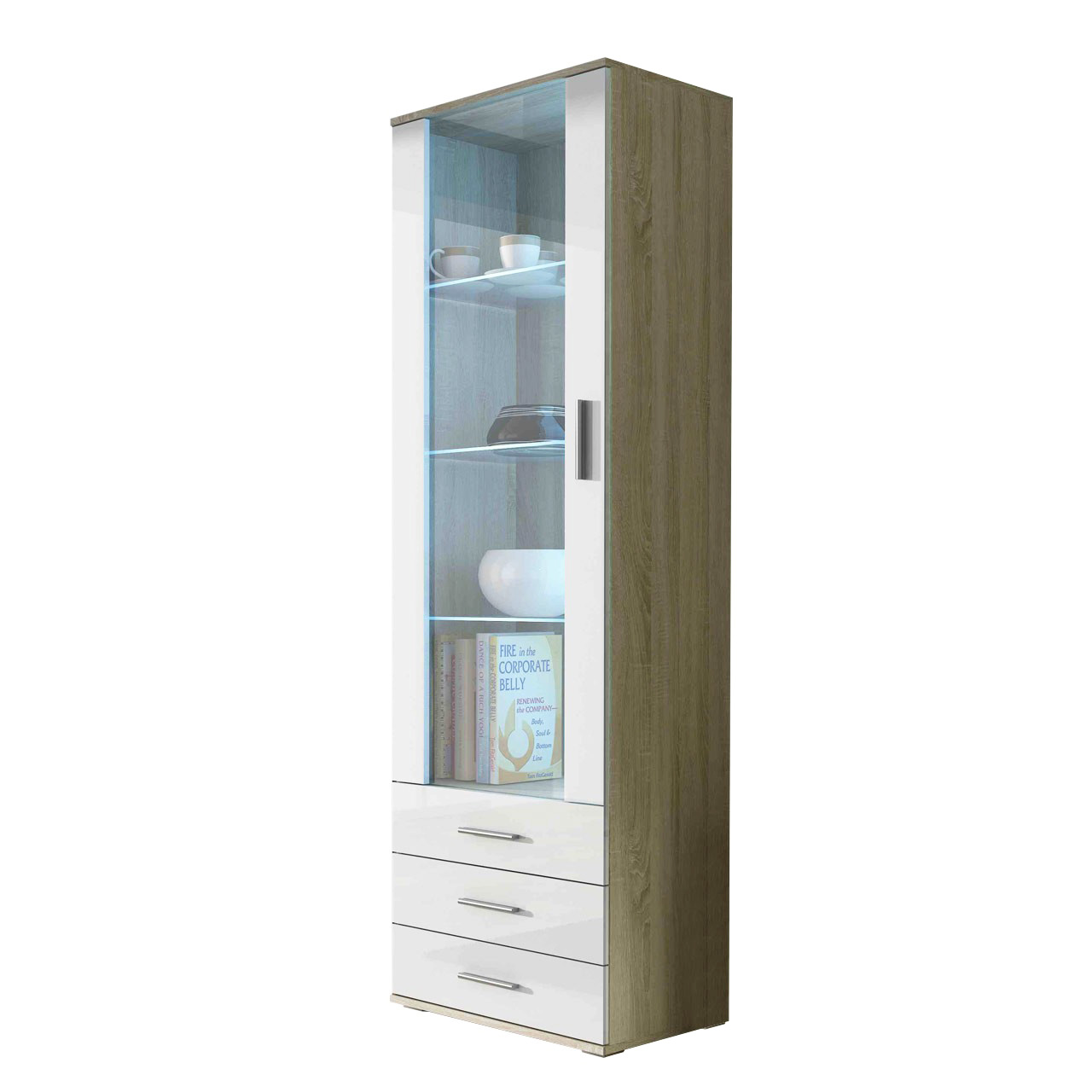 

Напольная витрина Soho S1 Cama Дуб Сонома + Белый глянец
