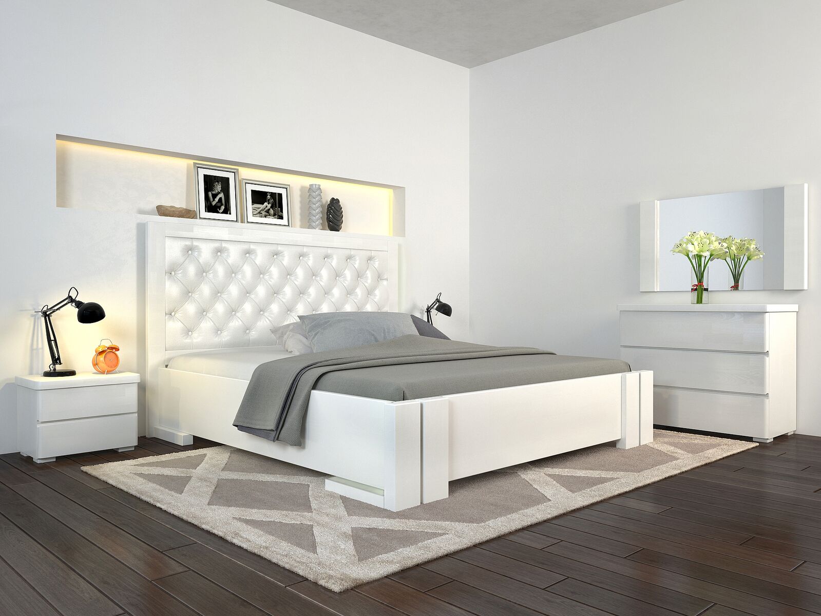 

Кровать Arbordrev Амбер ромбы без ПМ (180*200) сосна Белый