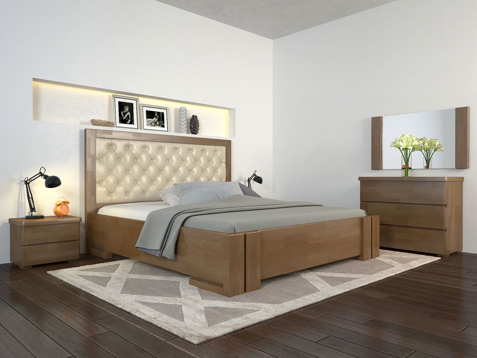 

Кровать Arbordrev Амбер ромбы с механизмом (160*200) сосна Орех