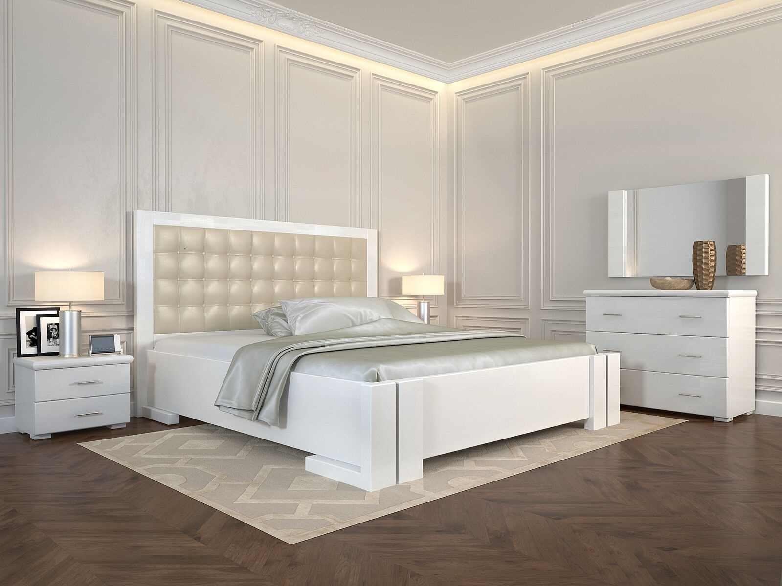 

Кровать Arbordrev Амбер квадраты без ПМ (160*200) сосна Белый