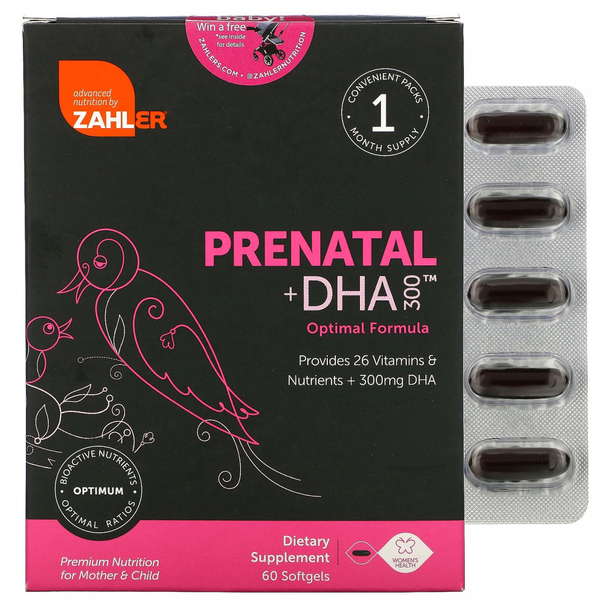 

Пренатальные мультивитамины + ДГА Zahler (Prenatal + DHA) 60 капсул