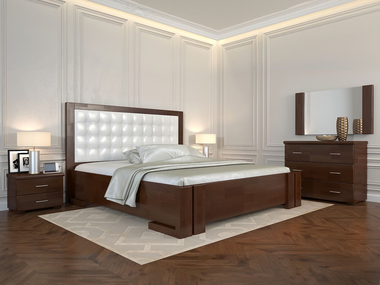 

Кровать Arbordrev Амбер квадраты без ПМ (160*200) бук Тёмный орех