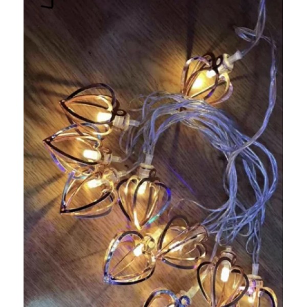 

Гирлянда Сердечко на батарейках Теплый свет 2 м 10 LED 2AA Ave светодиодная штора гирлянда теплого белого цвета