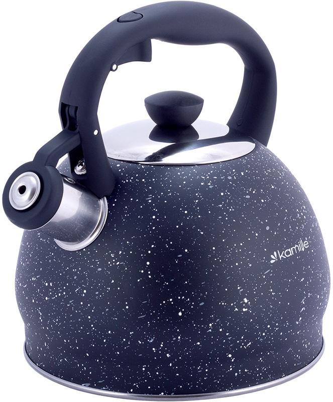 

Чайник Kamille Whistling Kettle 2л из нержавеющей стали со свистком, черный мрамор