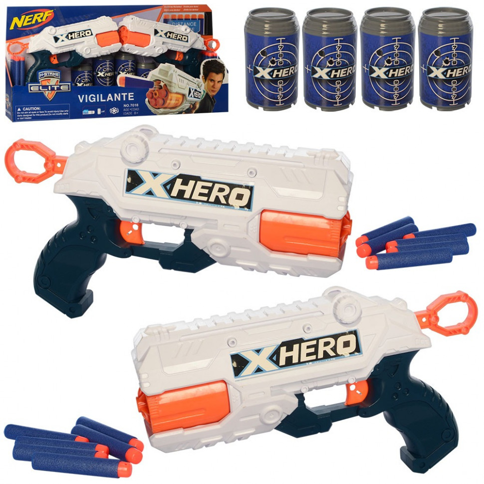 

Игровой набор бластеров с мишенью 7016MR, пистолет, мягкие пули, банка-мишень