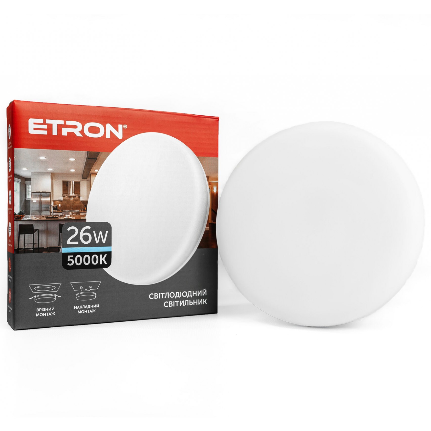 

Светильник универсальный ETRON 1-EMP-711 26W 5000К ІР20 круг