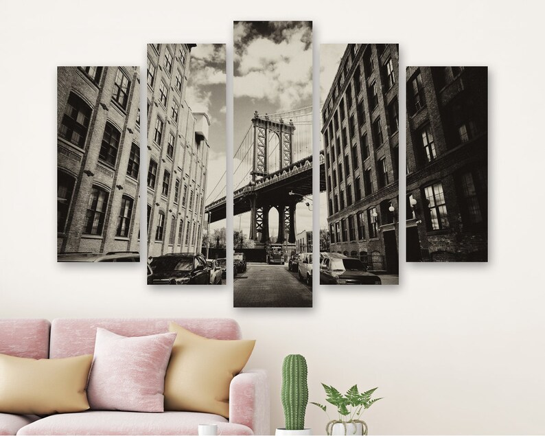 

Модульная картина на холсте из пяти частей Фрагмент Бруклинского моста 112x68 см