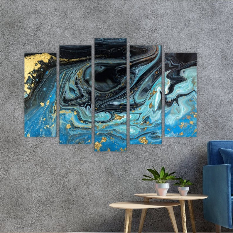 

Модульная картина на холсте из пяти частей Блеск тёмного мрамора 112x68 см