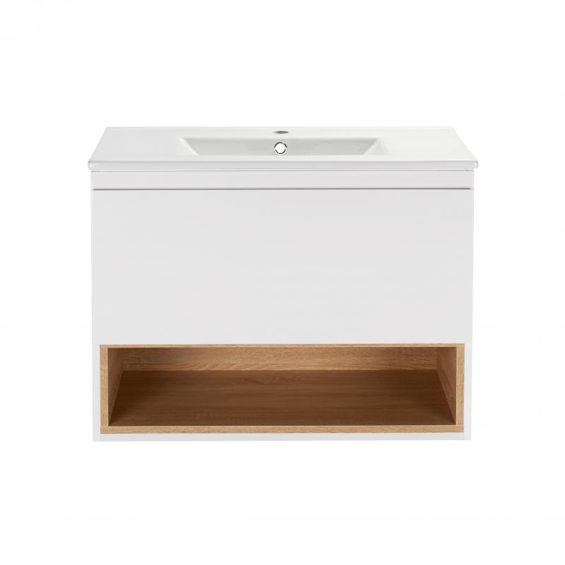 

Комплект Qtap Robin 800х580х437 White/Whitish oak тумба подвесная + раковина врезная QT1372TPВ8001WWO SD00045879