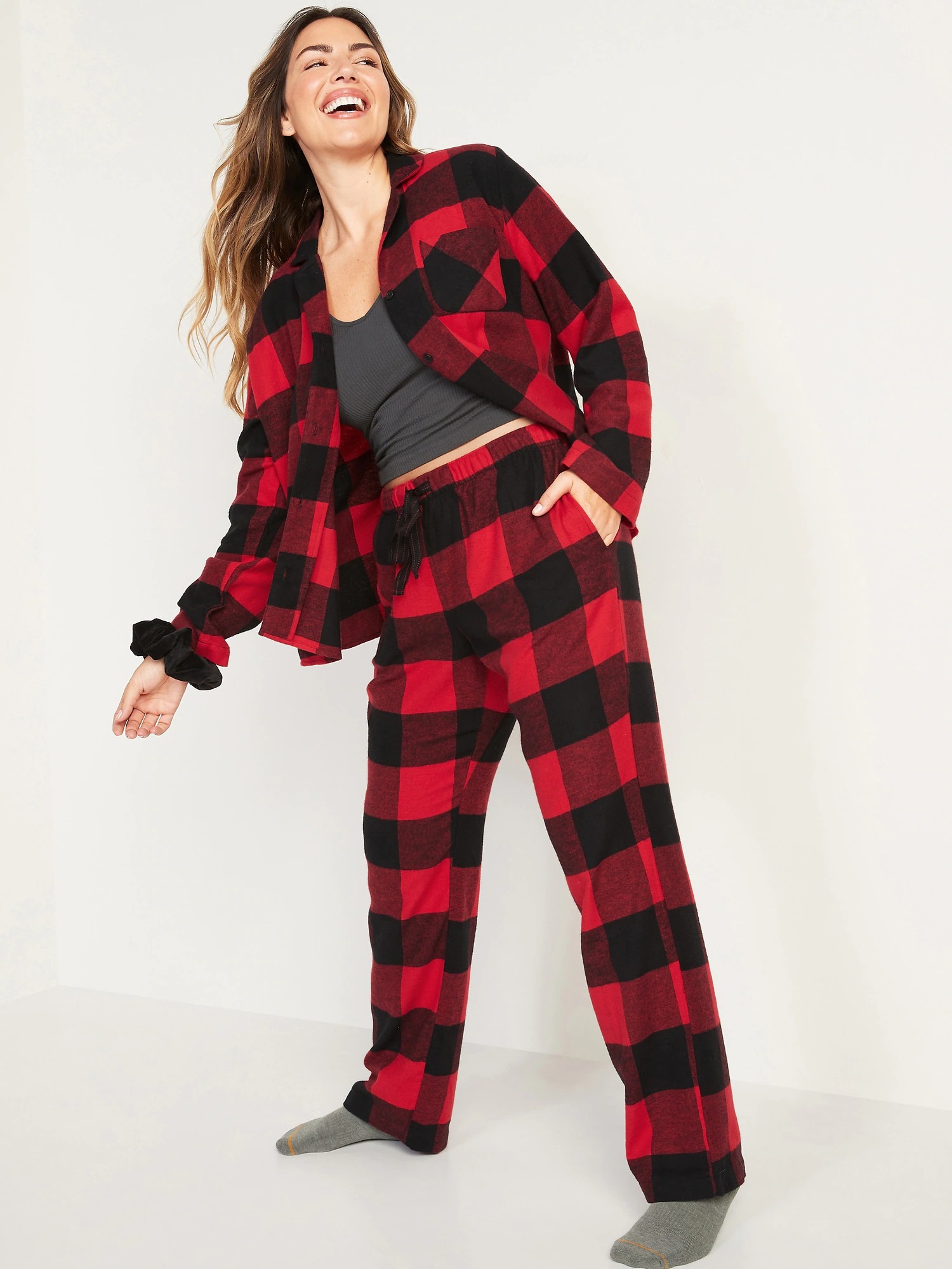 

Фланелевая женская пижама Old Navy 1159757705 (Красный/Черный, XS)