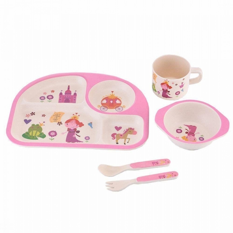 

Детская бамбуковая посуда 3 в 1 Memos Принцесса розовый