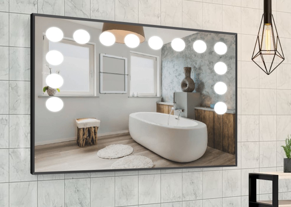 

Зеркало в алюминиевой раме c LED подсветкой Smart Mirror сенсорное Carrara-R 50 x 40 см Прямоугольное