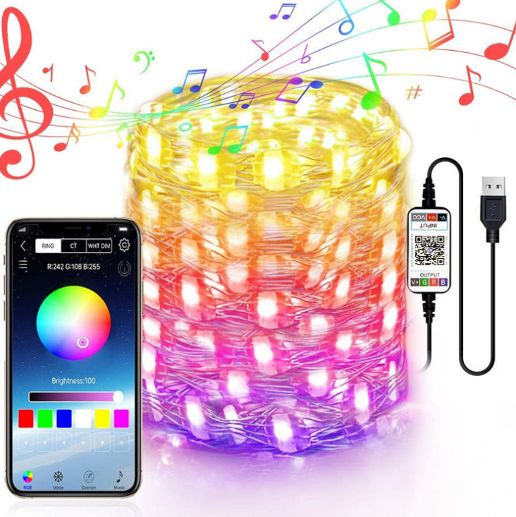 

Гирлянда новогодняя умная / smart,250 led, 20м, управление со смартфона, 18 режимов, мерцание в такт музыке