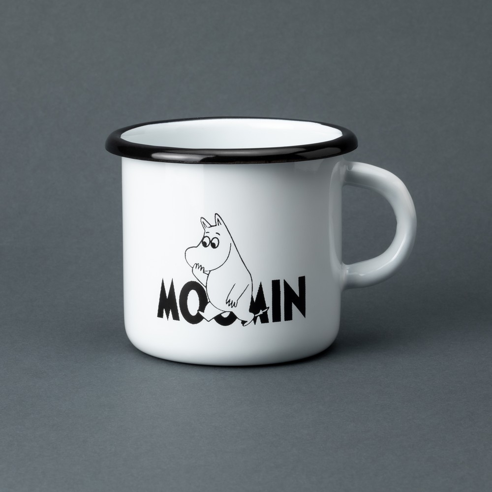 Кружка эмалированная Enamel mug с принтом Moomin белая 400 мл – фото .