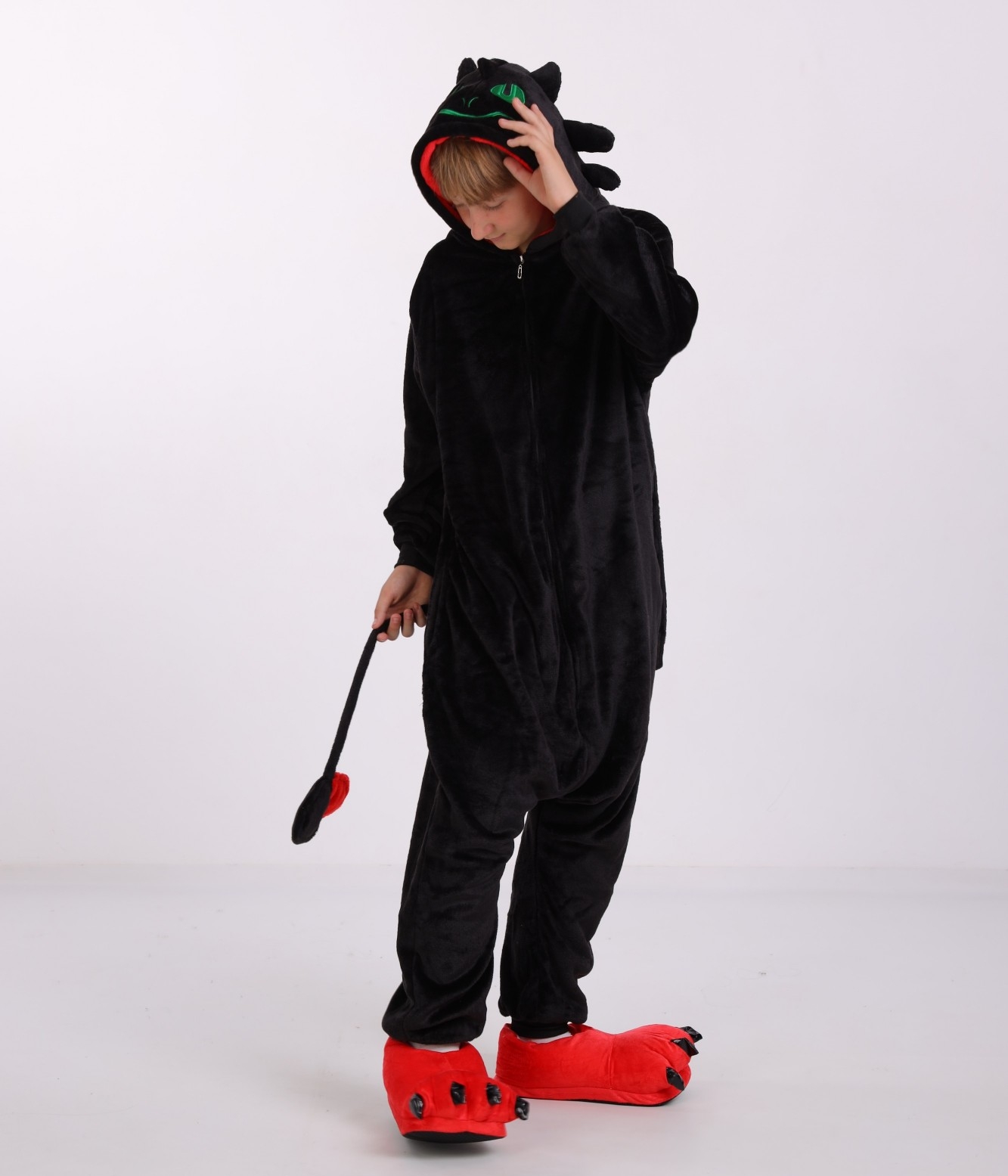 

Пижама Кигуруми Слип Для Мальчиков Kigurumi Беззубик Ночная Фурия Дракон Черный 165-175 см. (1072/3)