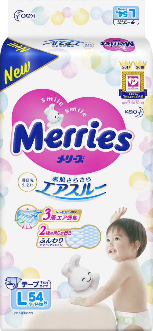 

Подгузники Merries для детей L 9-14 кг 54 шт (4901301230881)