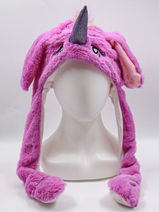 

Шапка Единорог светящаяся с двигающимися ушками Kigurumi фиолетовая