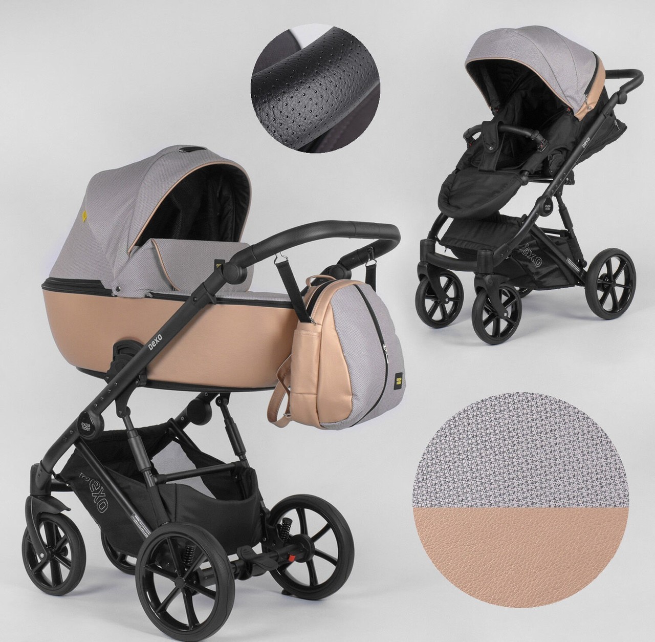 

Детская коляска 2 в 1 Expander DEXO D-36086 (1) цвет Camel водоотталкивающая ткань + эко-кожа