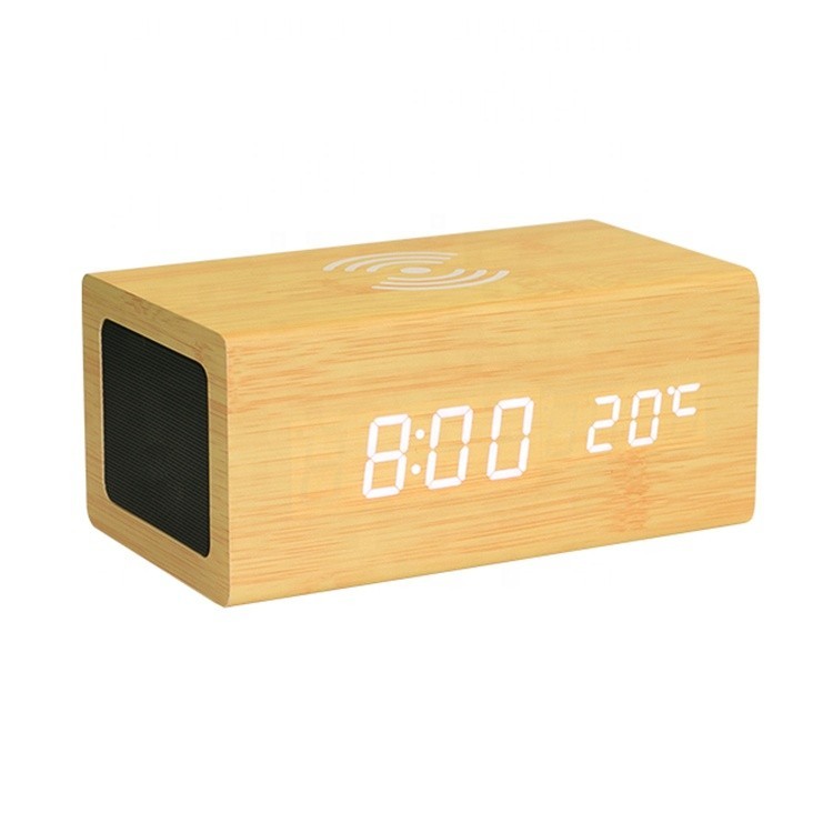 

Деревянная беспроводная зарядка с Bluetooth-колонкой и часами QINETIQ Wood 10W milk oak