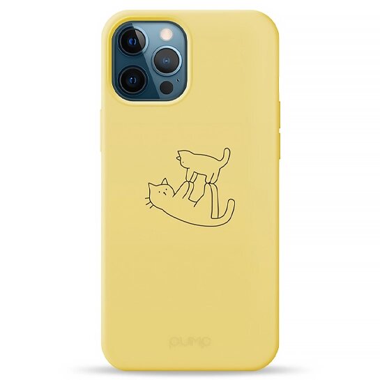 

Чехол Pump Silicone Minimalistic Case for iPhone 12 Pro Max Cat on Cat С рисунком Желтый