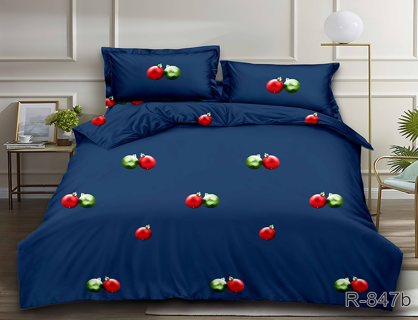 

Комплект постельного белья ТАГ Евро Ранфорс поcтільна білизна 215x240 см Простынь классическаяR847b