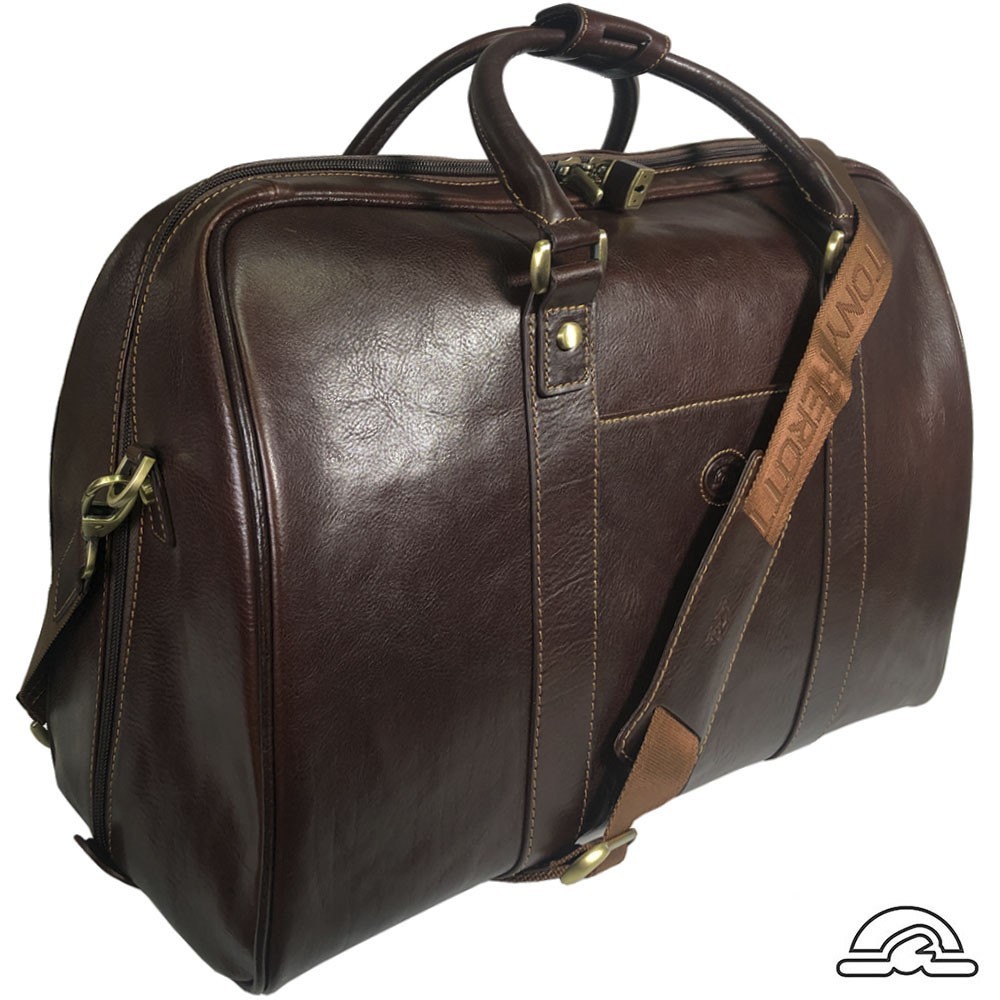 

Дорожная кожаная сумка Tony Perotti Tuscania 9498 moro коричневая