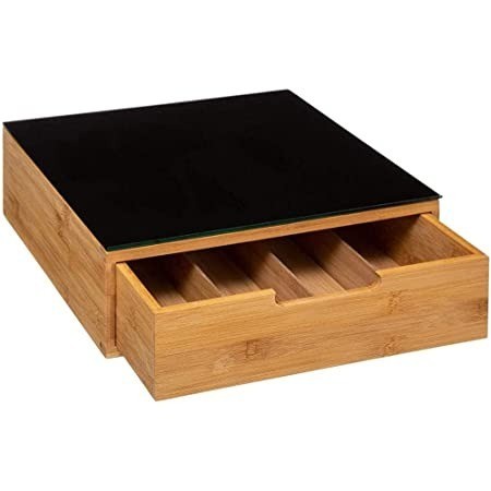 

Бамбуковый ящик органайзер со стеклянной столешницей Ernesto