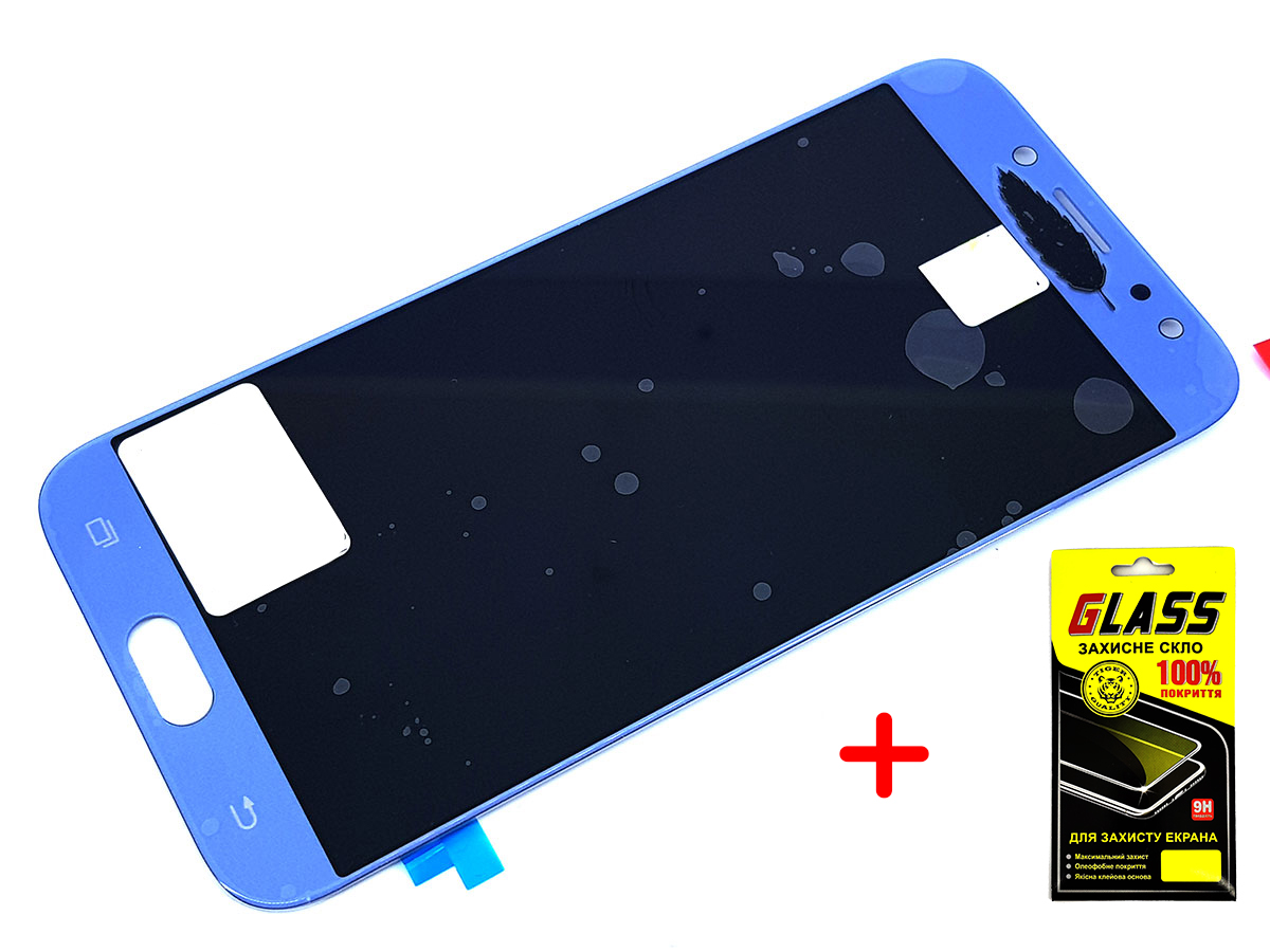 

Дисплей + сенсор (модуль) экран Samsung j730F Galaxy J7 2017 серебристый (голубой) OLED High Copy + защитное стекло