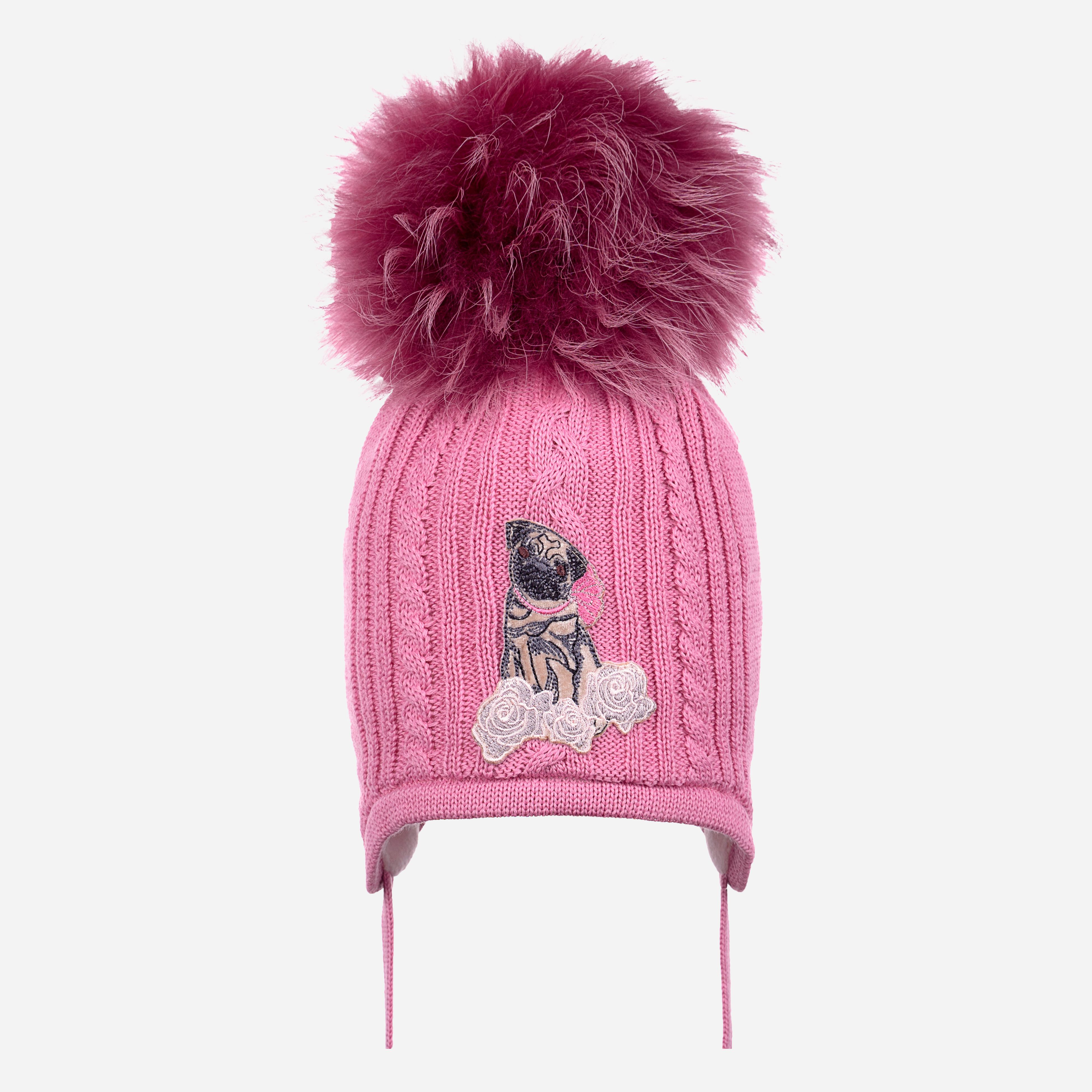 

Зимняя шапка с завязками Giamo Mondo Di Rosa 1922KCWPMNG04 46-48 см Розовая