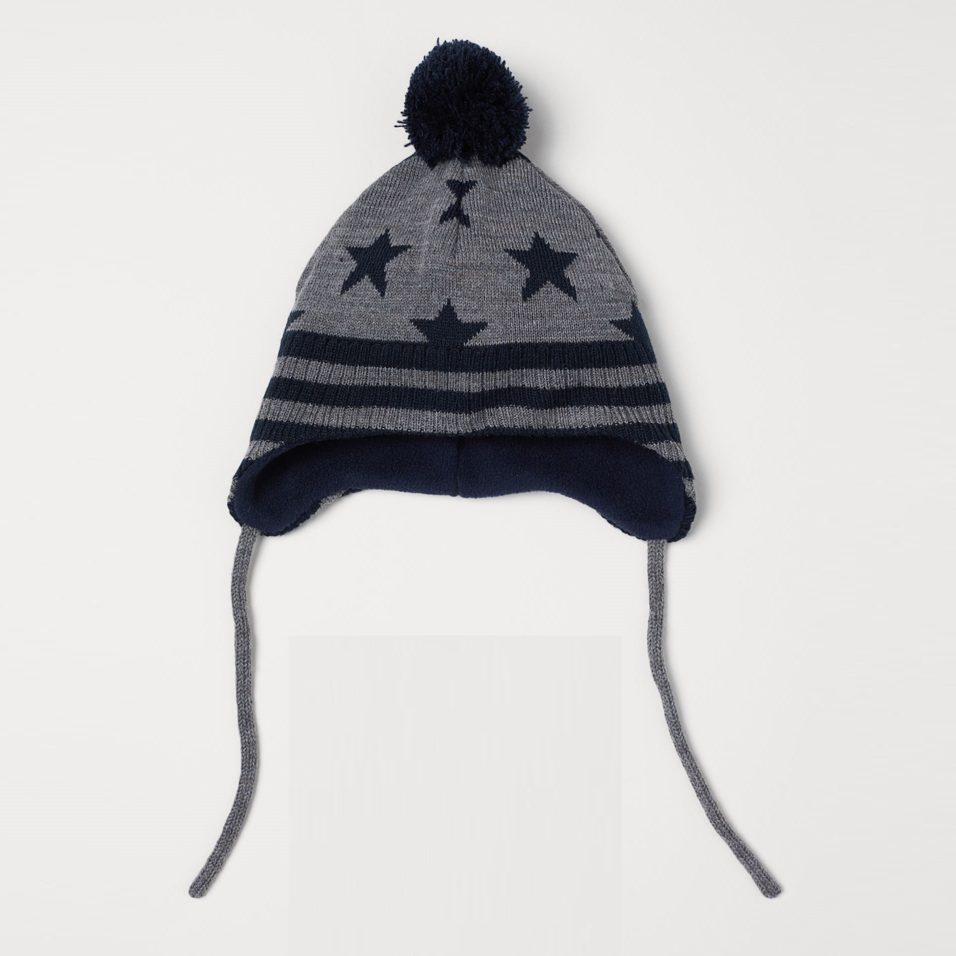 

Зимняя шапка с завязками H&M 0790897 0 44-46 см Темно-серая