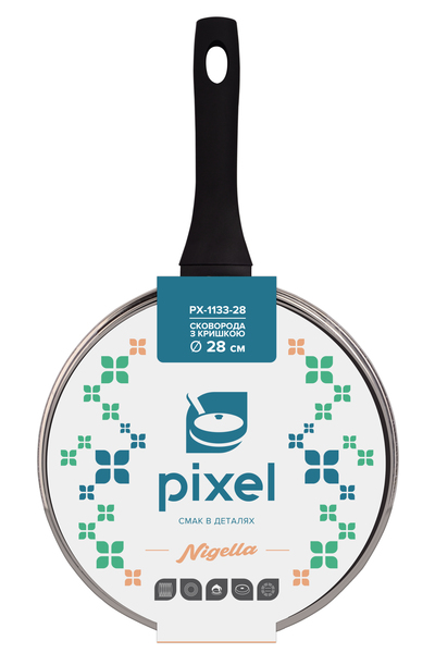 

Сковорода PIXEL Nigella глибока 28 см з кришкою (PX-1133-28) (PX-1133-28)