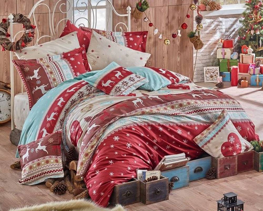 

Новогоднее турецкое постельное белье Clasy фланель Santa евро