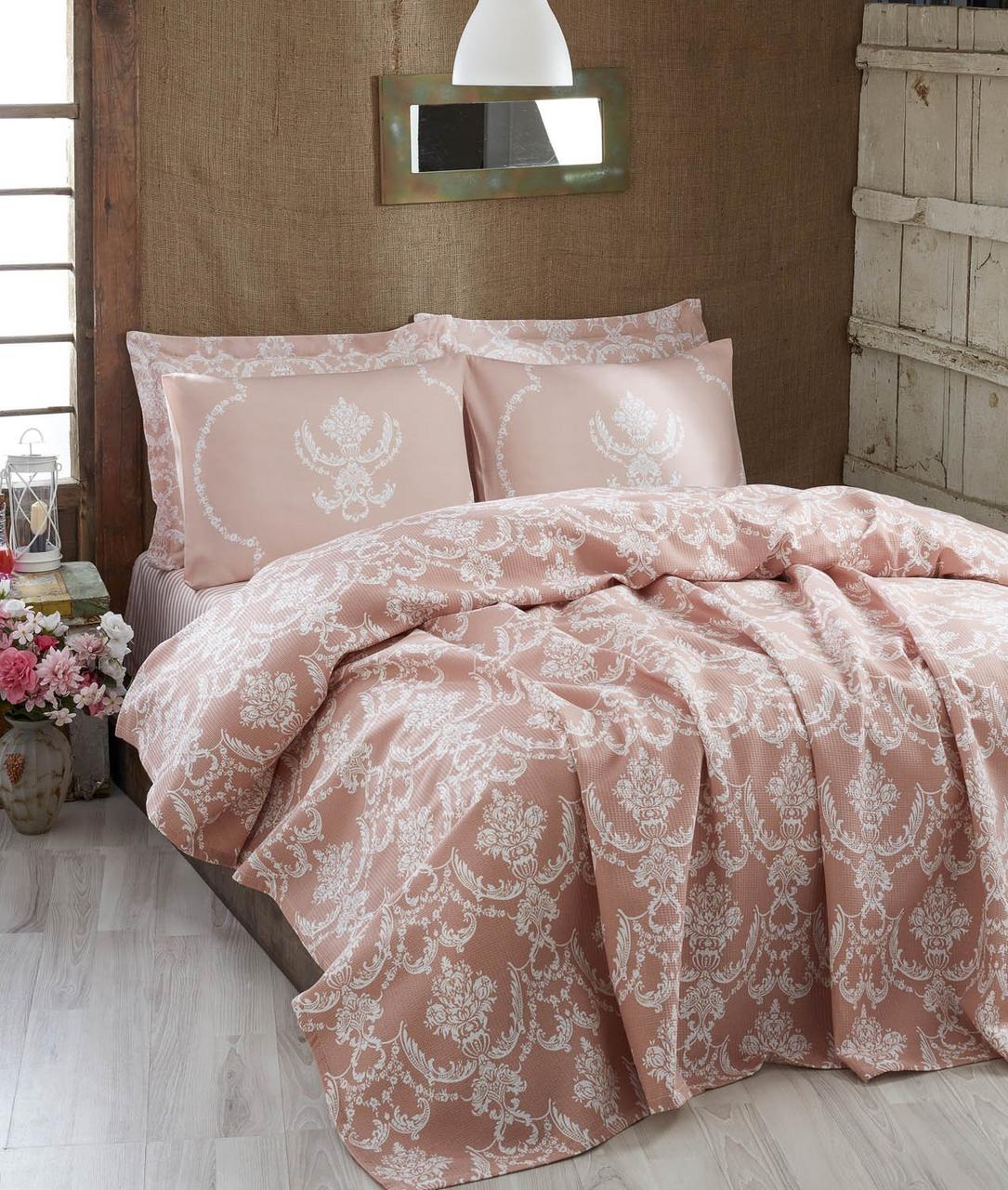 

Покрывало пике Eponj Home - Pure pudra пудра вафельное mega king 260*230
