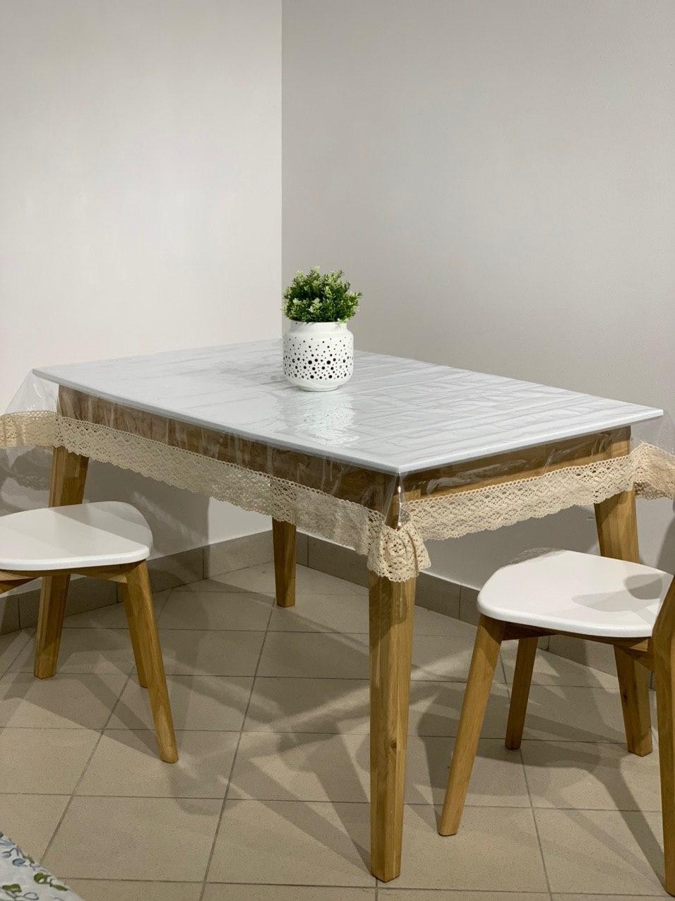 

Силиконовая Скатерть с кружевом 220х120 см Кремовый