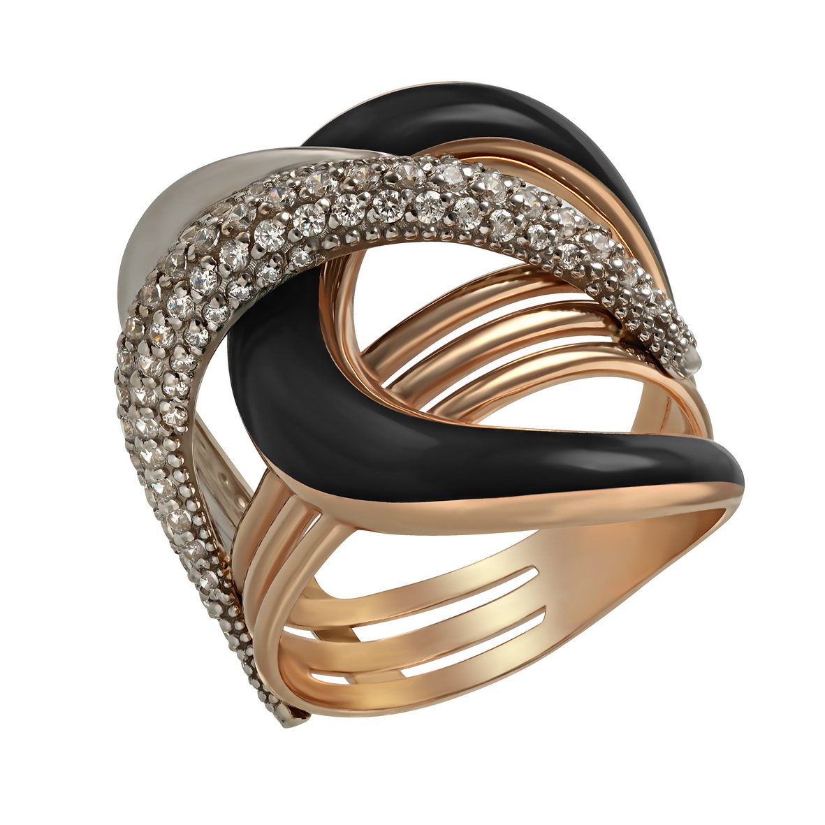

Золотое кольцо с фианитами и эмалью Tango Jewellery Company 330072Е размер 19