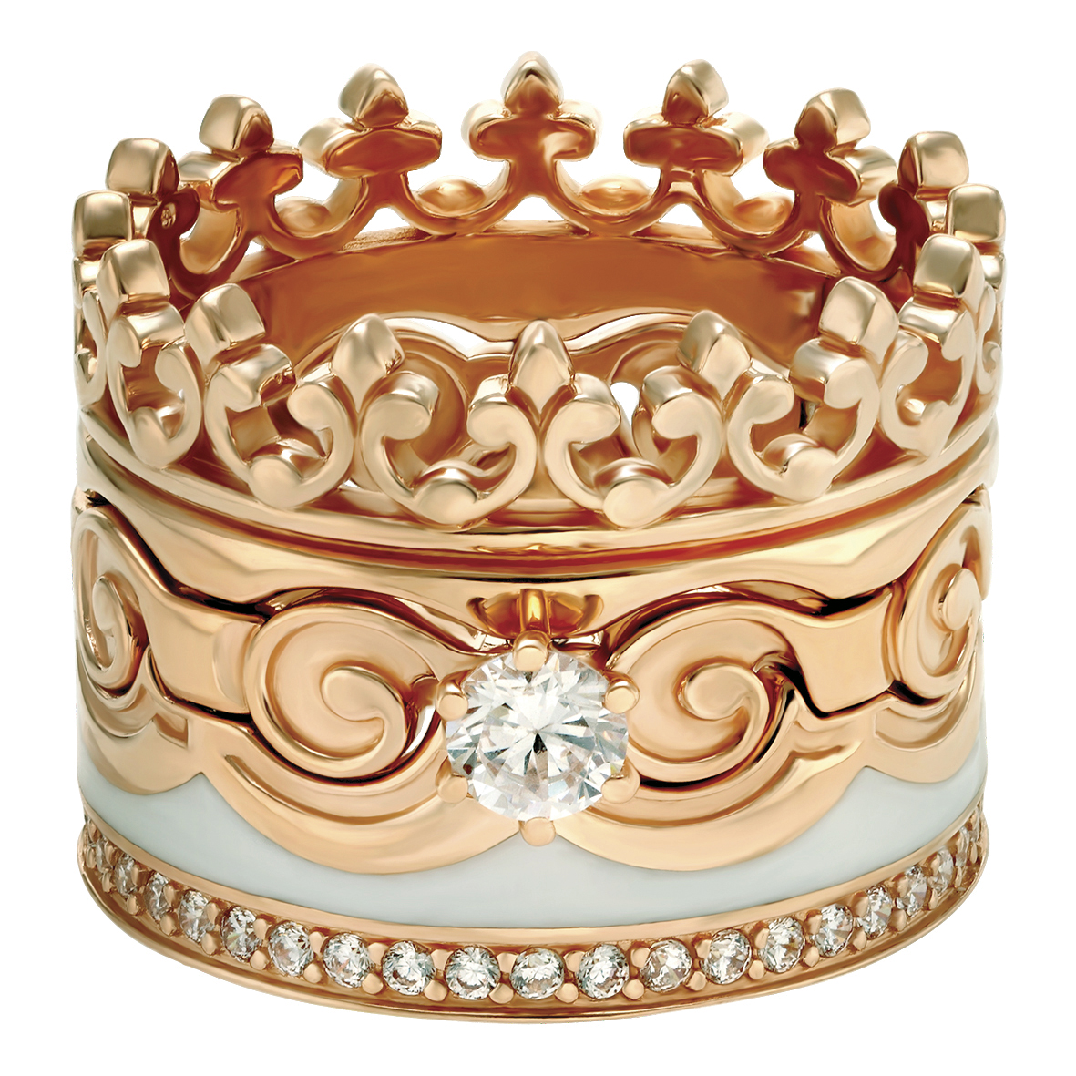 Золотое кольцо корона с фианитами