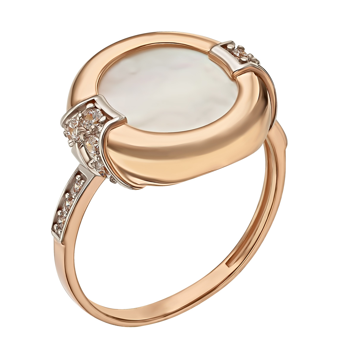 

Золотое кольцо с агатом / перламутром / бирюзой и фианитами Tango Jewellery Company 369633 размер 19