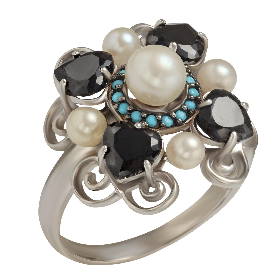 

Серебряное кольцо с жемчугом, фианитами и нанокристаллами Tango Jewellery Company 380192С размер 16