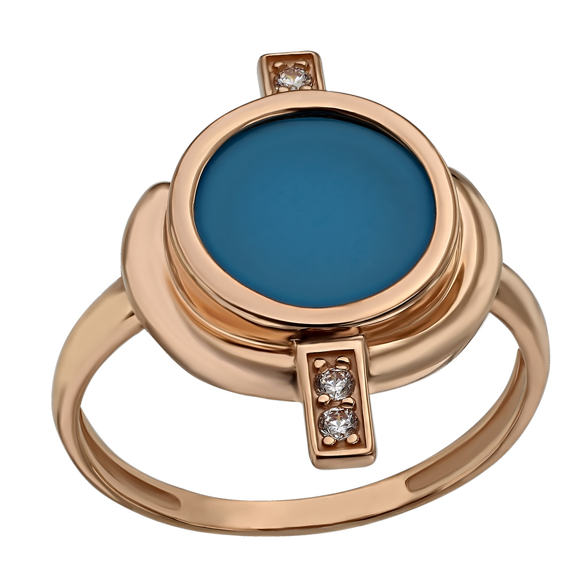 

Золотое кольцо с агатом / перламутром / бирюзой и фианитами Tango Jewellery Company 369620 размер 18.5