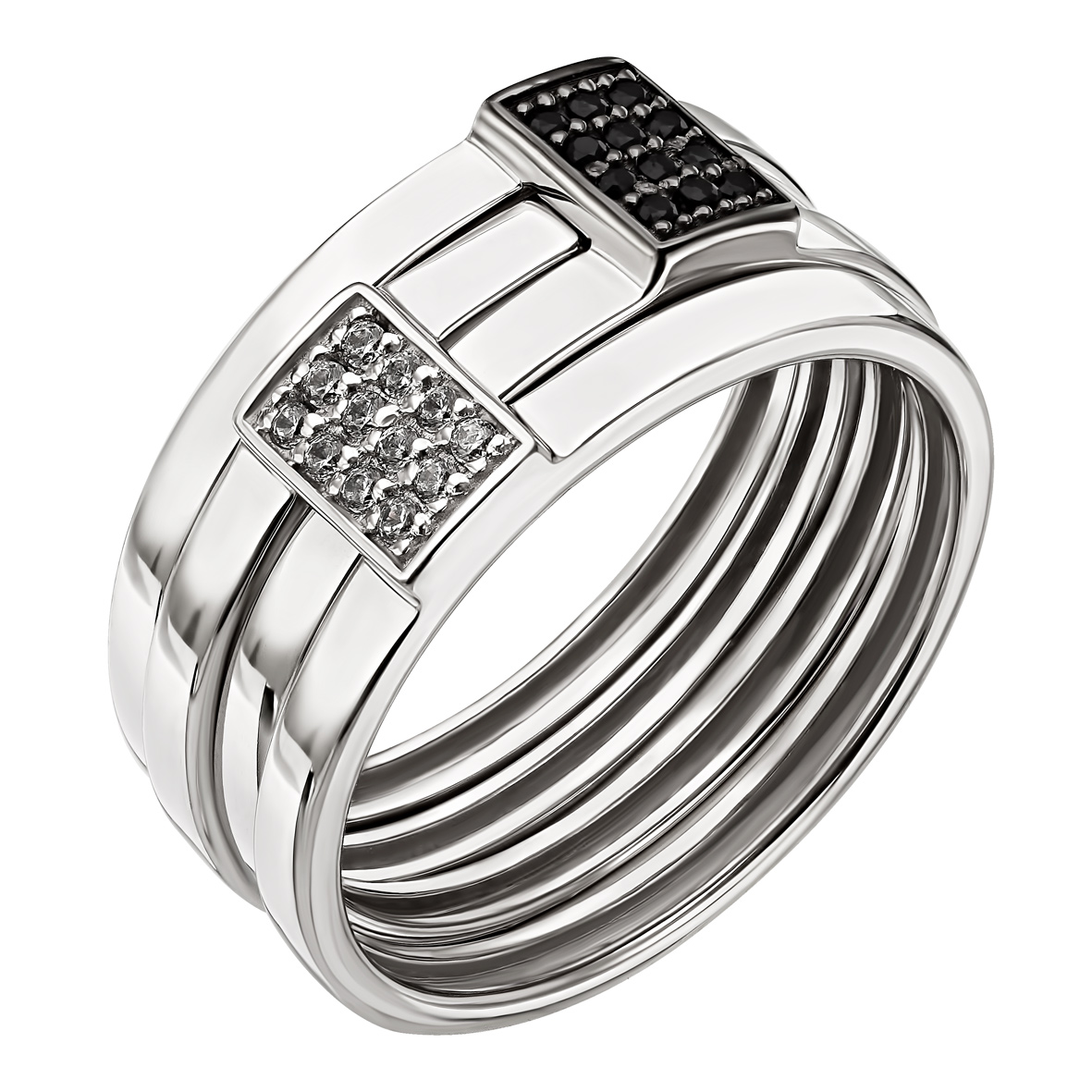 

Двойное серебряное кольцо с фианитами Tango Jewellery Company 380526С размер 19